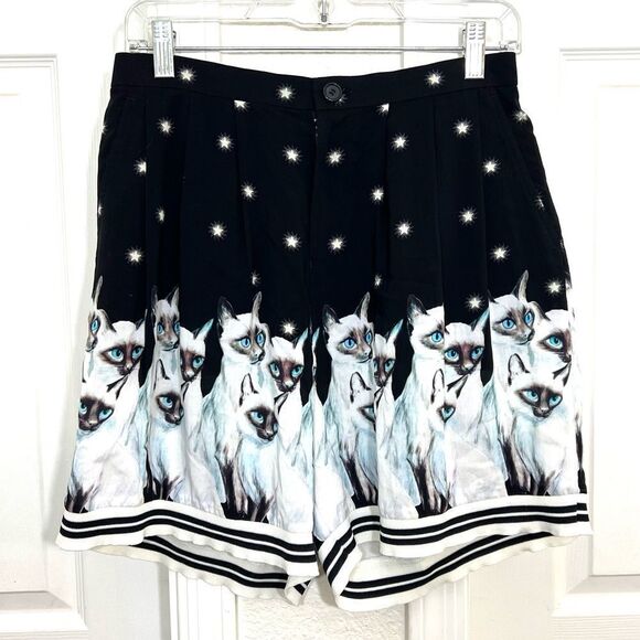 Undercover Jun Takahashi Cat Printed Rayon Shorts Black White New Size 2 - Picture 2 of 15